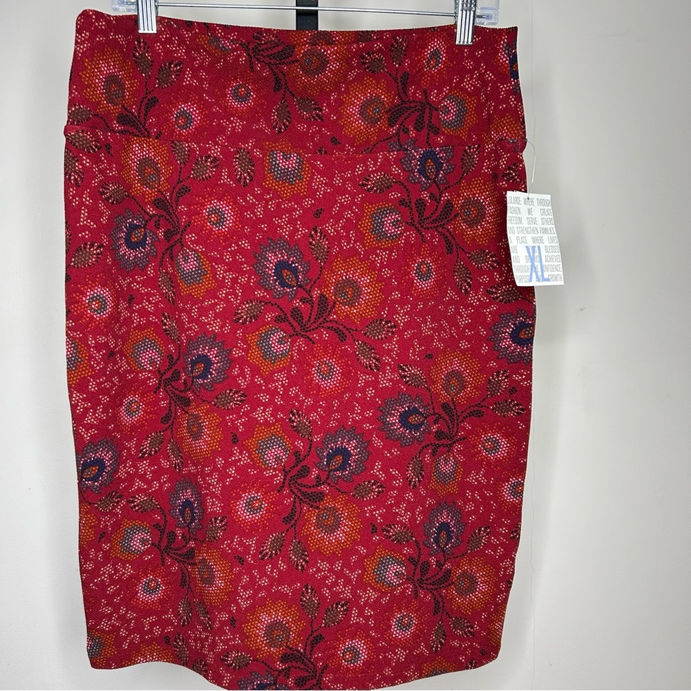 LuLaRoe xL(18-20) Red Pencil Skirt- Knee-Length Work Cassie New